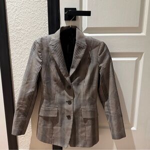 Theory Gray and Black Checkered Blazer